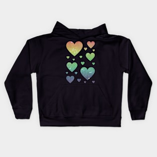 Rainbow Ombre Faux Glitter Hearts Kids Hoodie